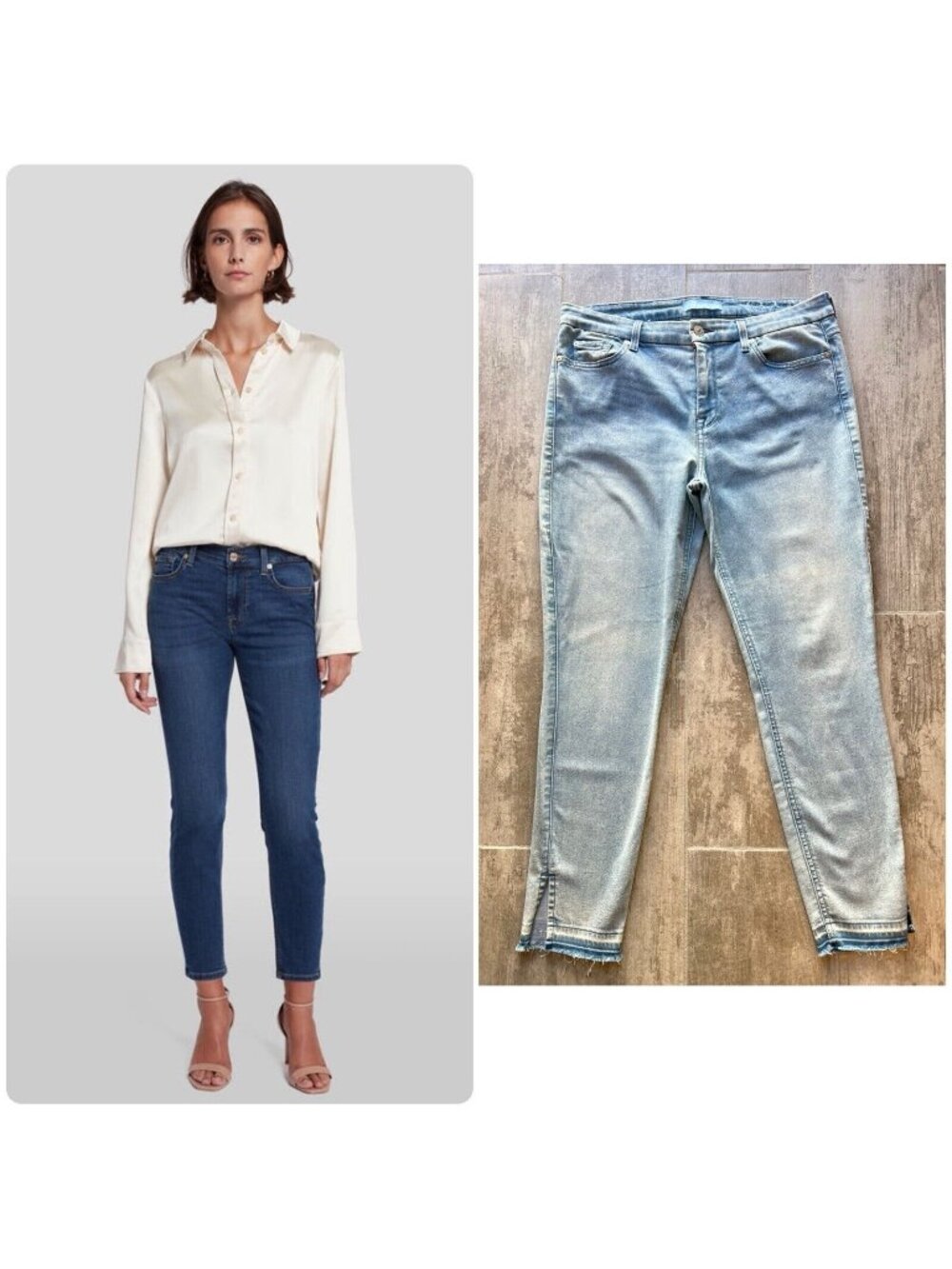 7 For All Mankind Jeans Size 30 Blair High Waist Ankle Skinny  Raw Hem Stretch